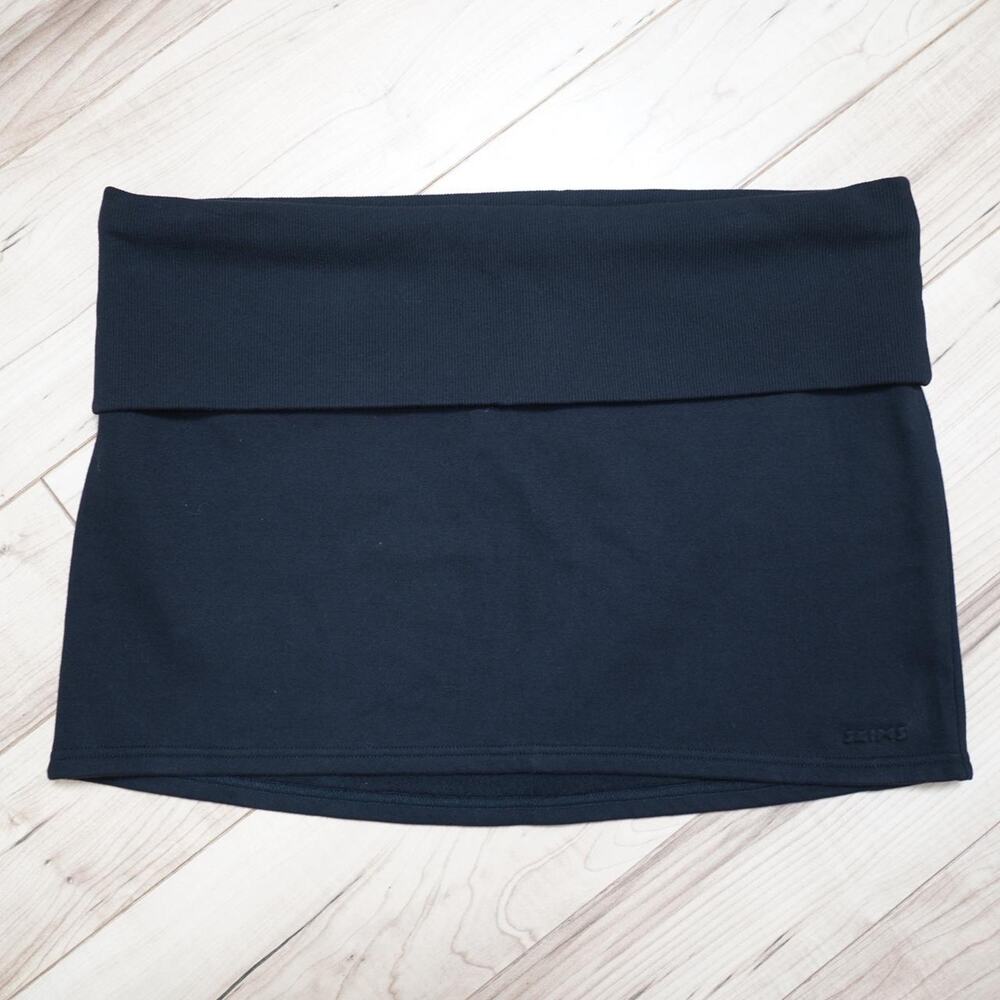 SKIMS Cotton Fleece Foldover Skirt NWT Onyx Black Mini 2X